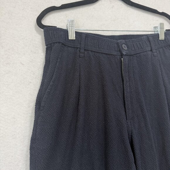 Zara Pants Mens Medium Navy Blue Textured Pleated Front Trousers Classic Fit - Picture 2 of 16